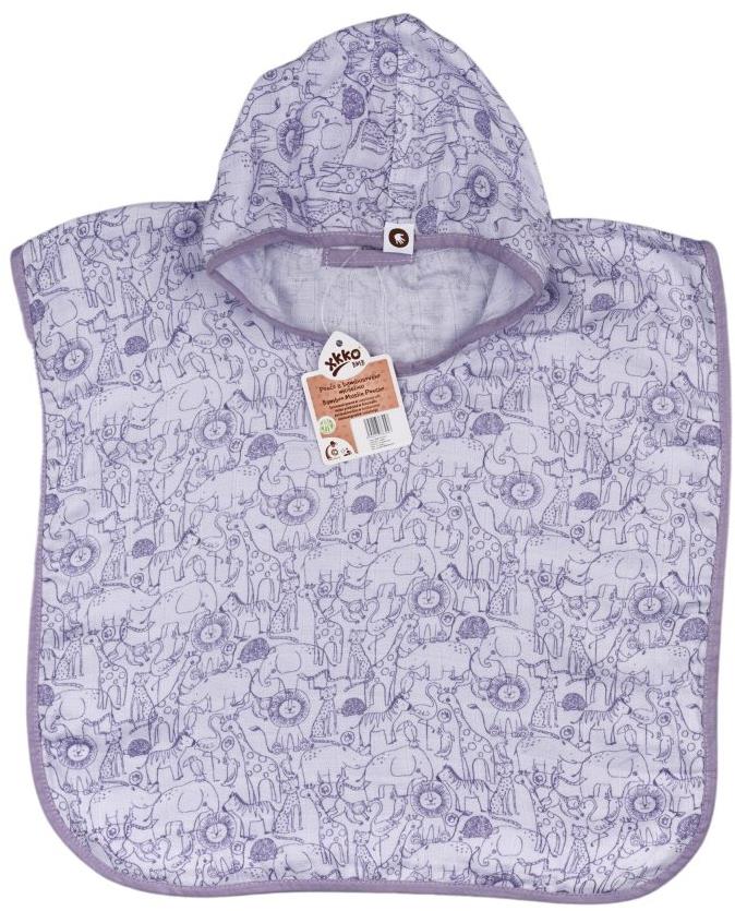 XKKO BMB Bambusové mušelínové pončo Safari Lavender Aura Vel. 1 (1-2 roky)