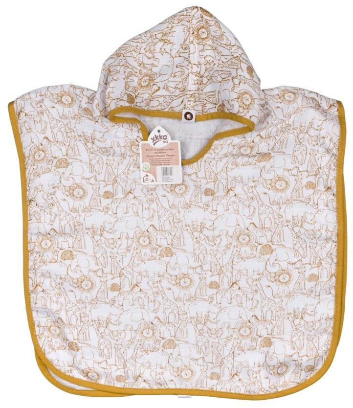 XKKO BMB Bambusové mušelínové pončo Safari W/Honey Mustard Vel. 2 (2-3 roky)