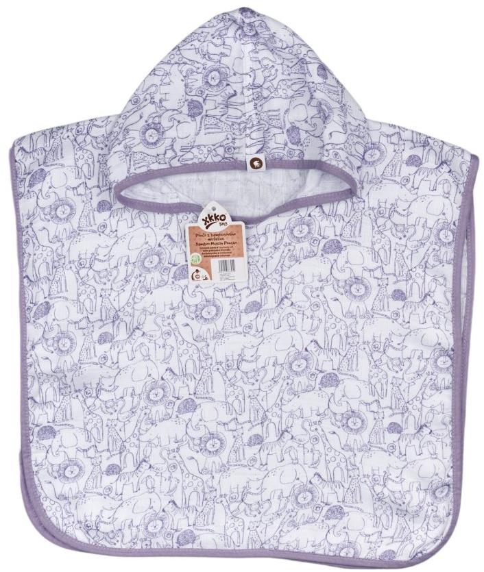 XKKO BMB Bambusové mušelínové pončo Safari W/Lavender Aura Vel. 1 (1-2 roky)