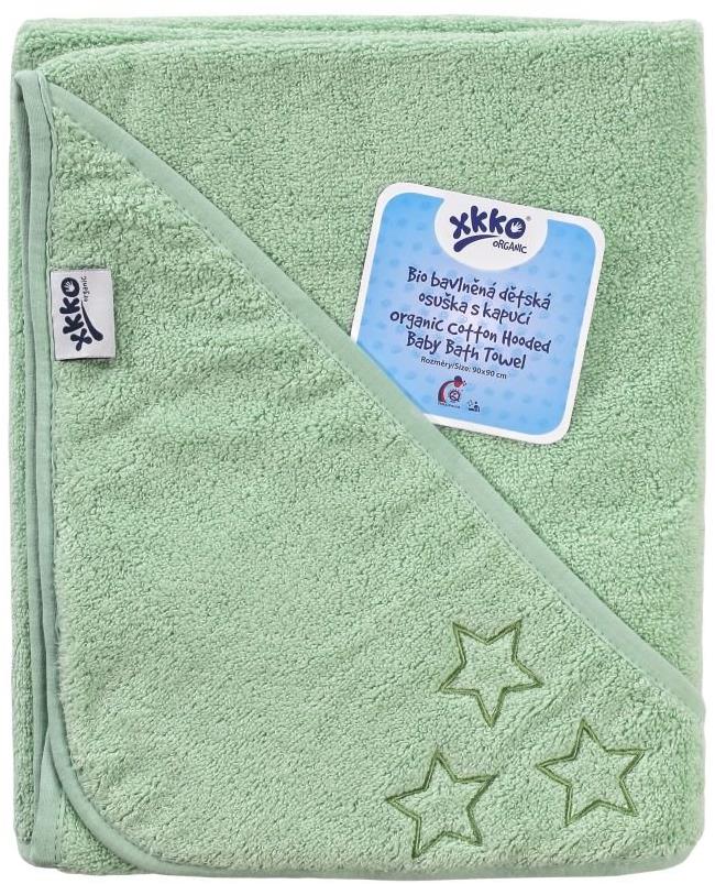 XKKO Organic BIO bavlněná froté osuška s kapucí 90 × 90 Mint Stars