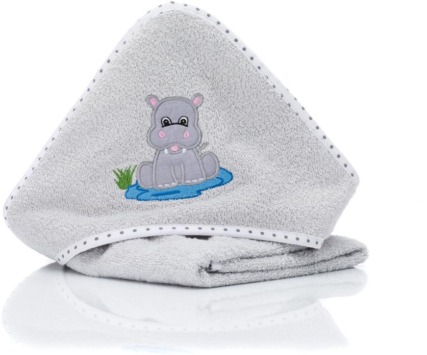 Fillikid Osuška s kapucí Hippo grey 75 × 75 cm