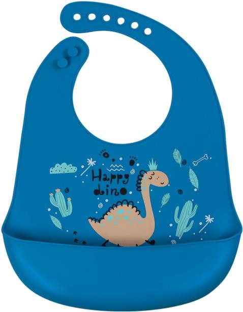 Simed Silikonový bryndák s kapsou - Happy dino