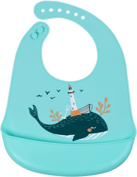 Simed Silikonový bryndák s kapsou - Whale