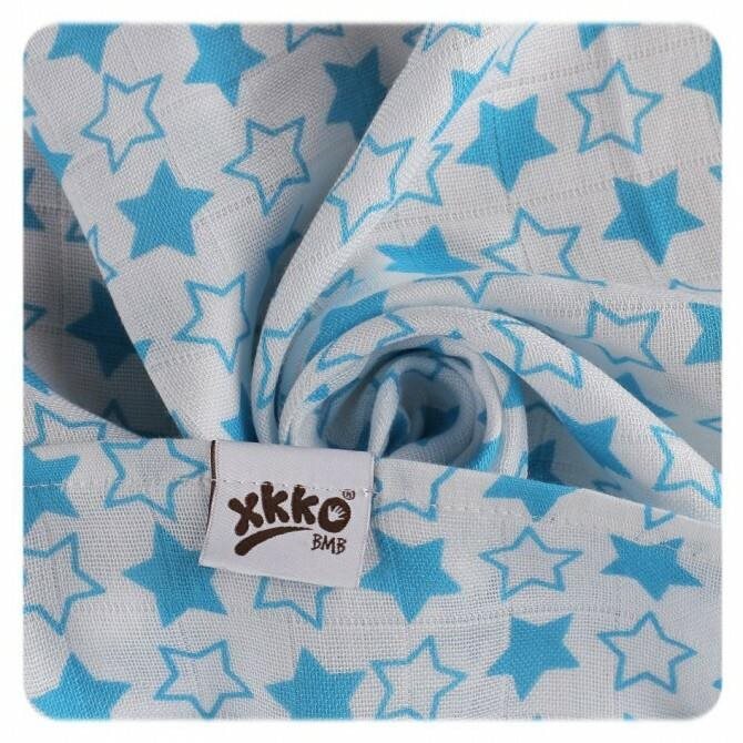 Xkko Bambusová osuška 90×100, Little Stars Cyan