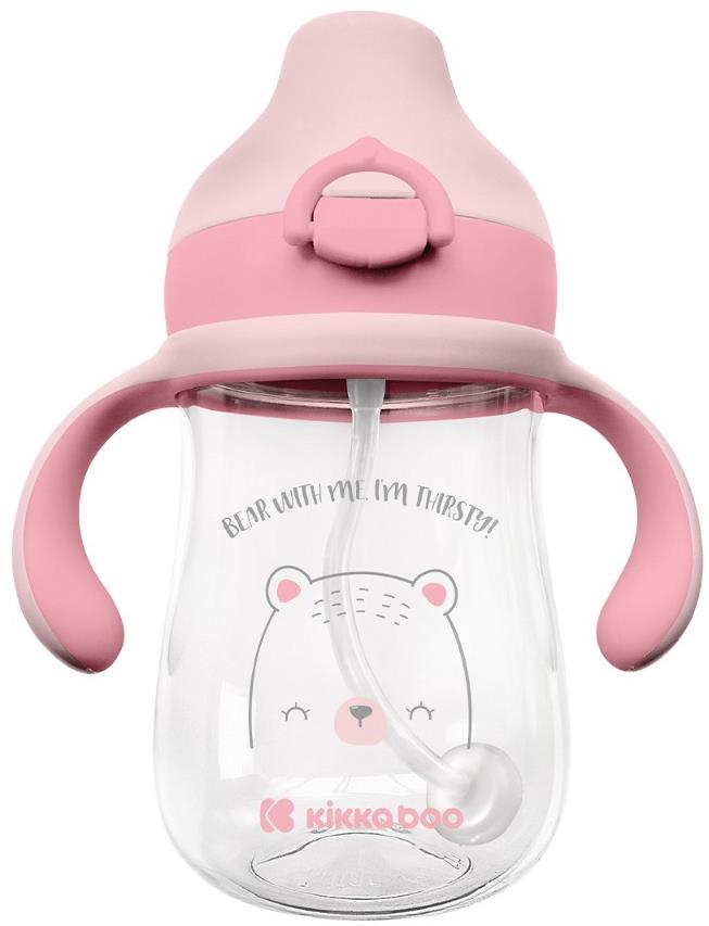 KikkaBoo Hrnek se silikonovým pítkem 300 ml Bear with me Pink