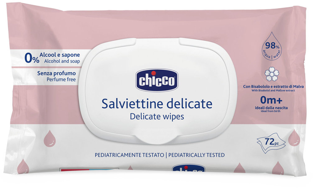CHICCO Dětské vlhčené ubrousky Delicate s heřmánkem 72 ks