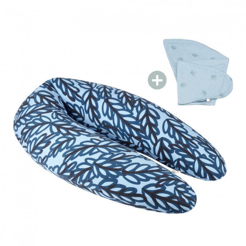 Babymoov Multifunkční polštář B.Love Bundle Vegetal + náhradní potah Wind Blue