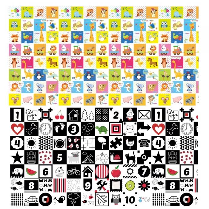 Bocioland, Skládací pěnová podložka oboustranná, 200 × 150 × 1 cm - Happy day