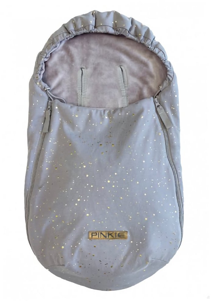 Pinkie fusak shine gold grey 0-12 měsíců podélné otvory