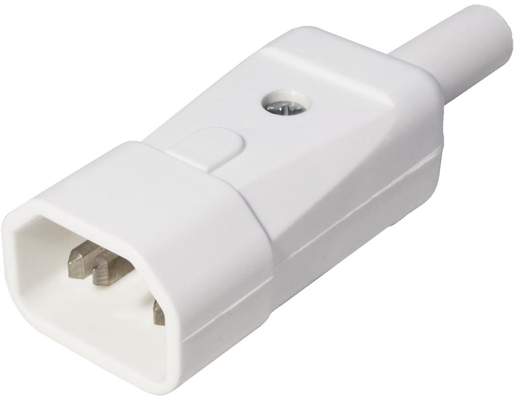 Bachmann Konektor síťový IEC320 C14 samec, 250 V/10 A, na kabel, bílý (915.271)