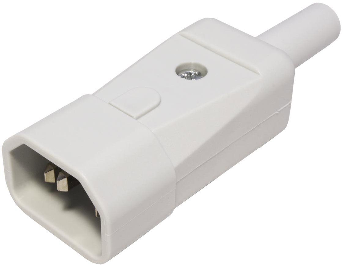 Bachmann Konektor síťový IEC320 C14 samec, 250 V/10 A, na kabel, šedý (915.971)
