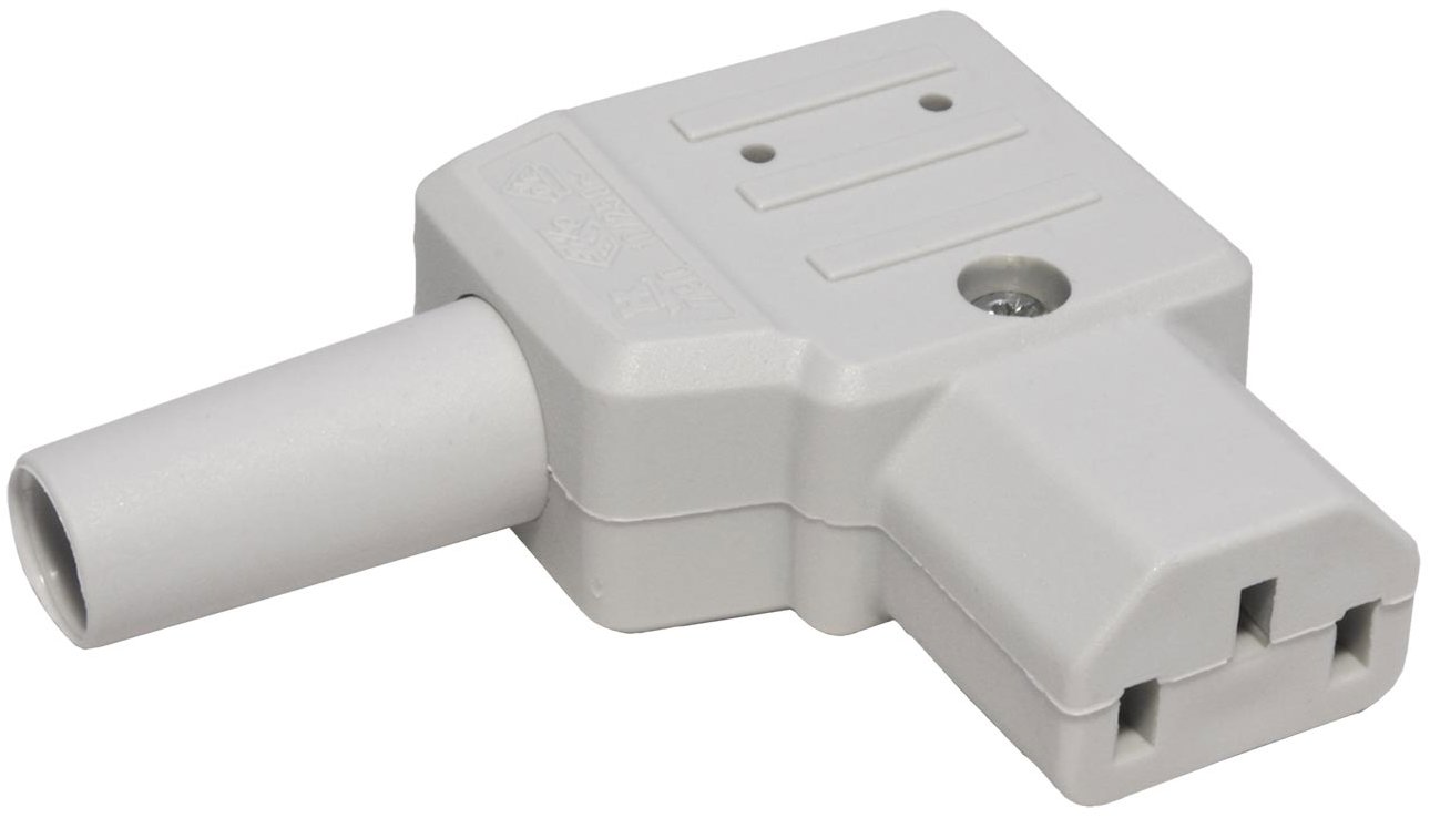 Bachmann Konektor síťový IEC320 C13 samice, 250 V/10 A, lomený, na kabel, šedý (915.973)