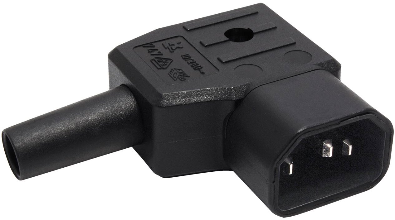 Bachmann Konektor síťový IEC320 C14 samec, 250 V/10 A, lomený, na kabel, černý (915.172)