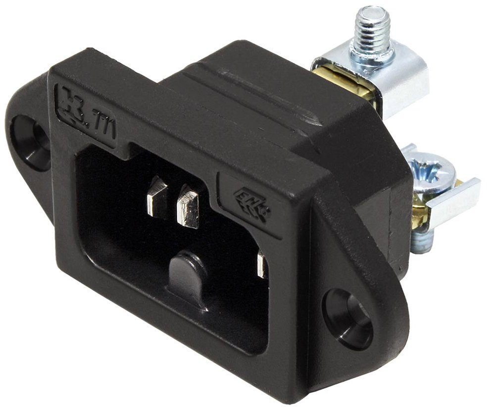 Bachmann Panelový konektor síťový IEC320 C16A samec, 250 V/10 A, černý (918.170)