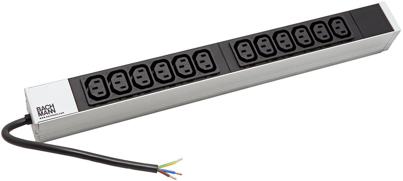 Bachmann 19'' napájecí panel 1U, 12 × zásuvka C13, černá, 0,2 m bez koncovky (333.830)