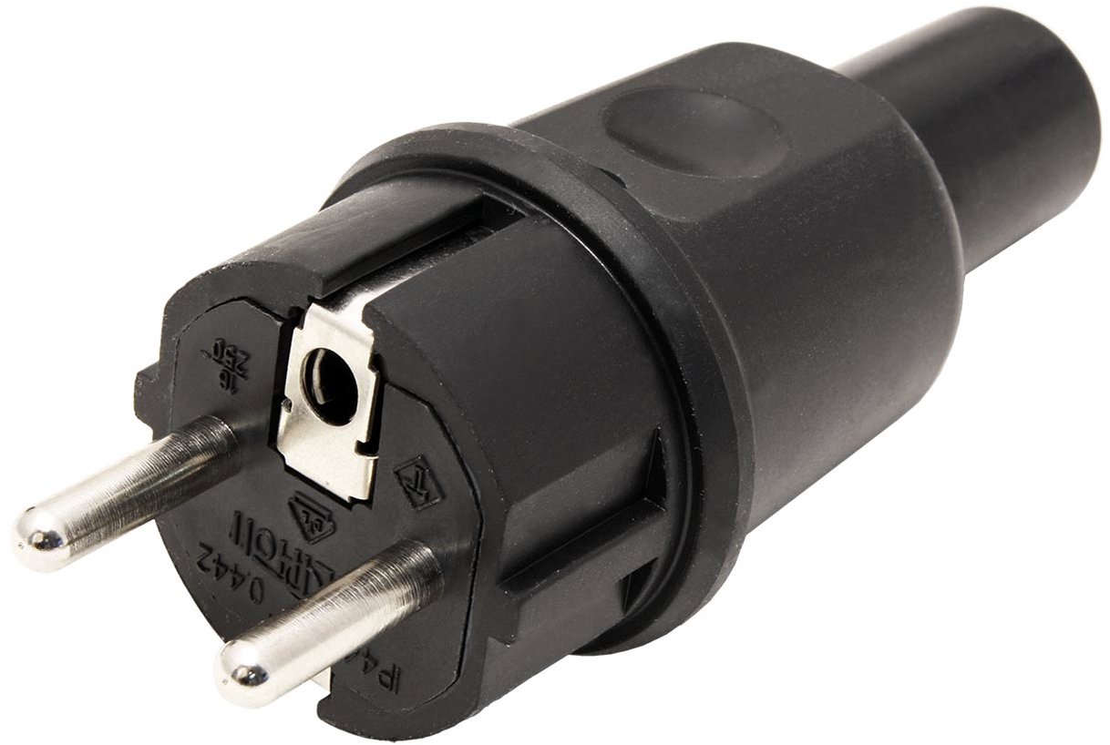 Bachmann Konektor síťový 250 V / 16 A, samec, CEE 7 / 7, na kabel, gumový, černý (913.169)
