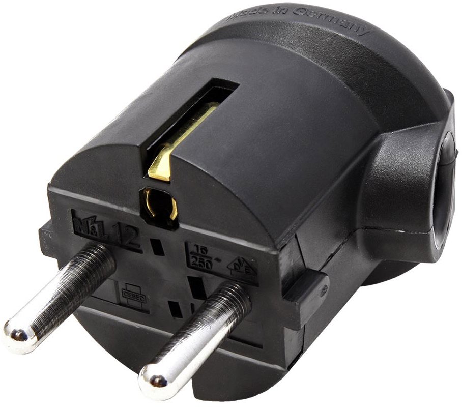 Bachmann Konektor síťový 250 V / 16 A, samec, CEE 7 / 7, lomený, na kabel, černý (911.175)