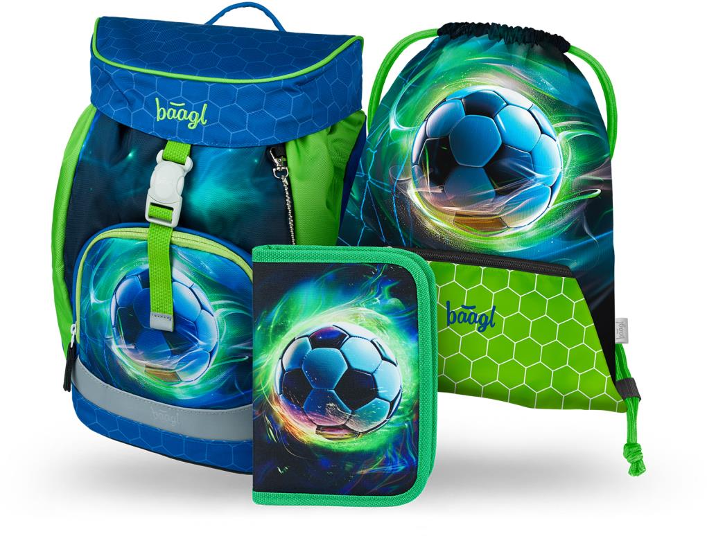 BAAGL 3 SET Airy Fotbal Míč: batoh, penál a sáček pro děti