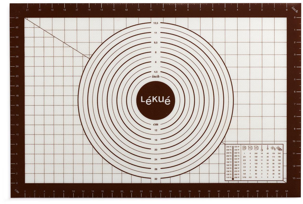 Lékué Non-stick pastry Silikonová podložka na válení těsta s tahákem, 60 × 40 cm, hnědá
