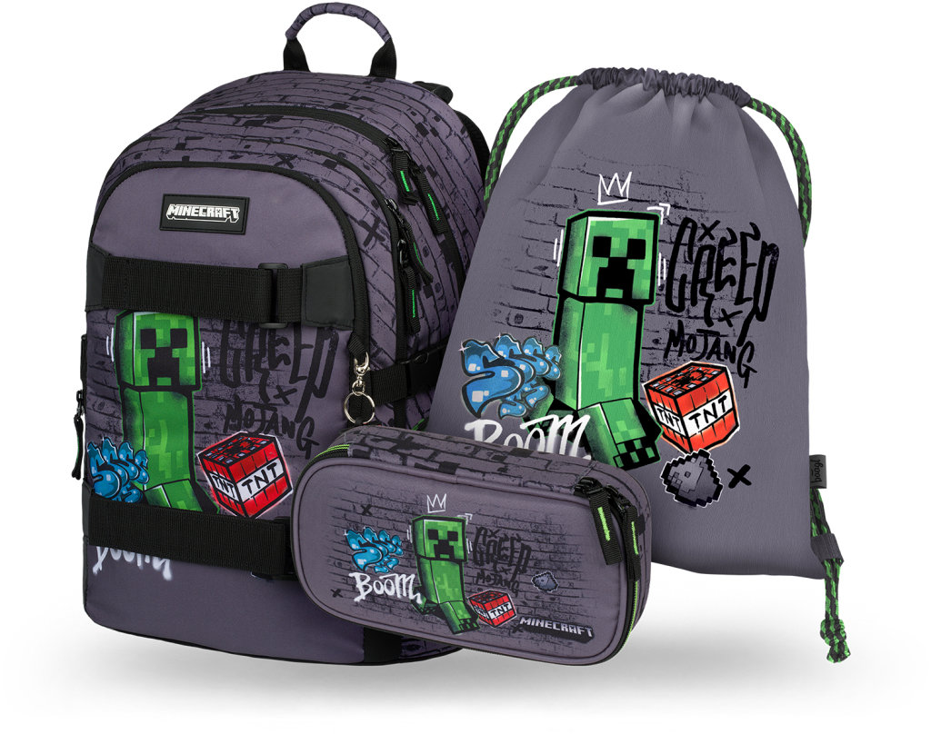 BAAGL SET 3 Skate Minecraft TNT: batoh, etue, sáček