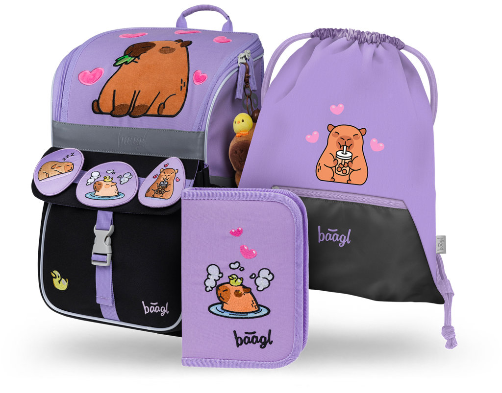 BAAGL SET 3 Zippy Kapybara: aktovka, penál, sáček