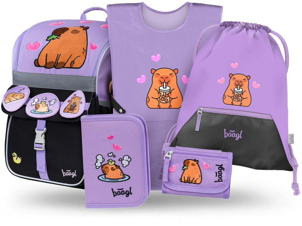 BAAGL SET 5 Zippy Kapybara: aktovka, penál, sáček, zástěra, peněženka