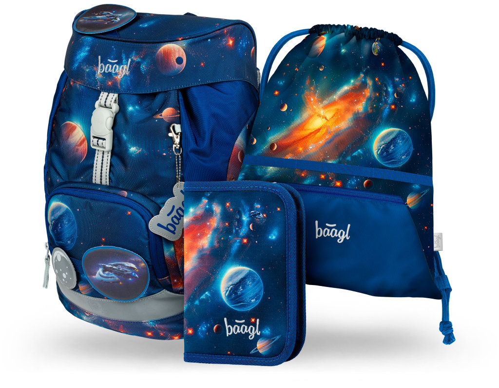 BAAGL SET 3 Airy Vesmír: batoh, penál, sáček