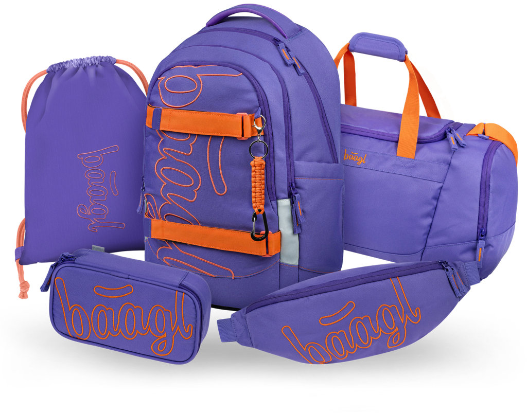 BAAGL SET 5 Skate Max Orange: batoh, penál, sáček, sportovní taška, ledvinka GRS