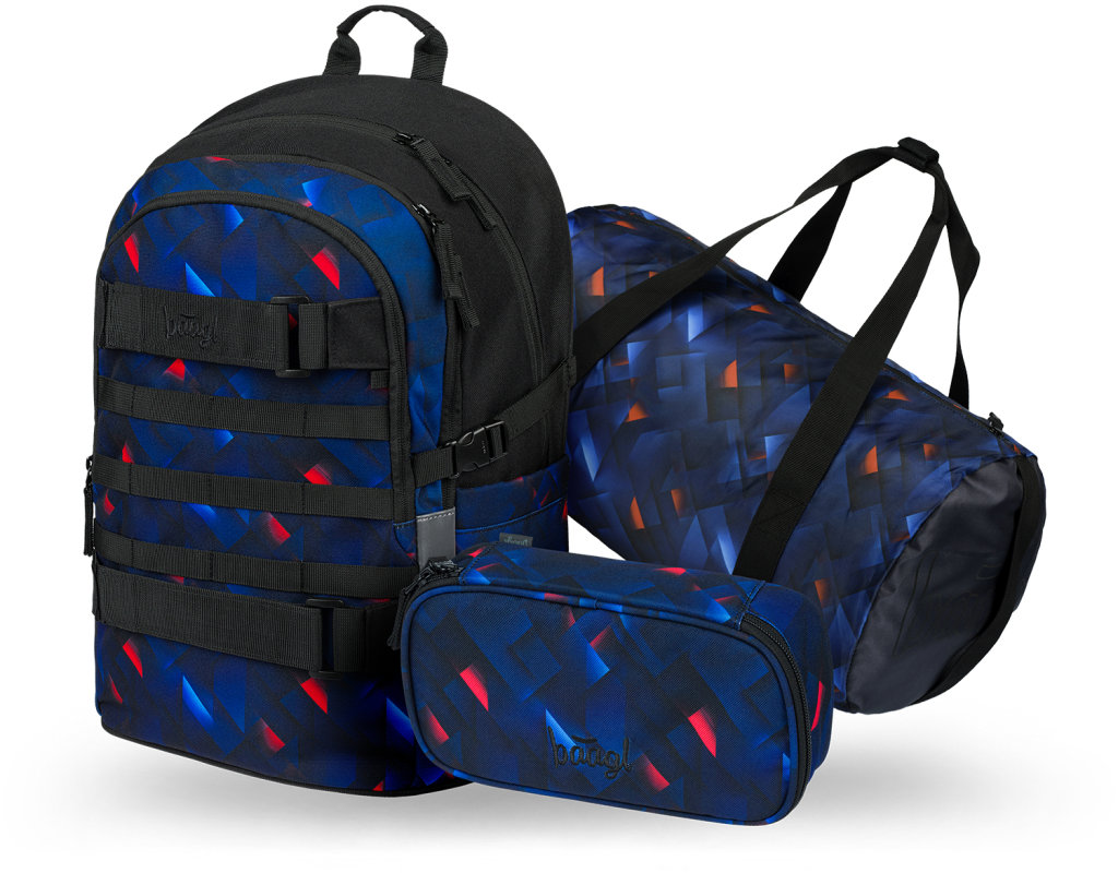 BAAGL SET 3 Skate Indigo: batoh, penál, sportovní taška GRS