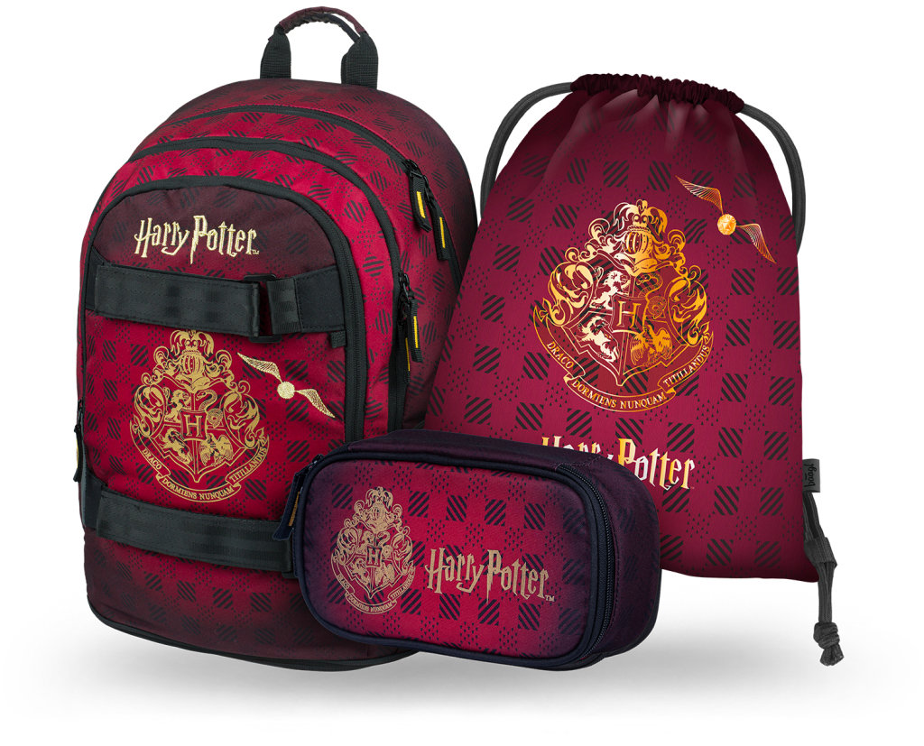 BAAGL SET 3 Skate Harry Potter Bradavice vínový: batoh, penál, sáček GRS