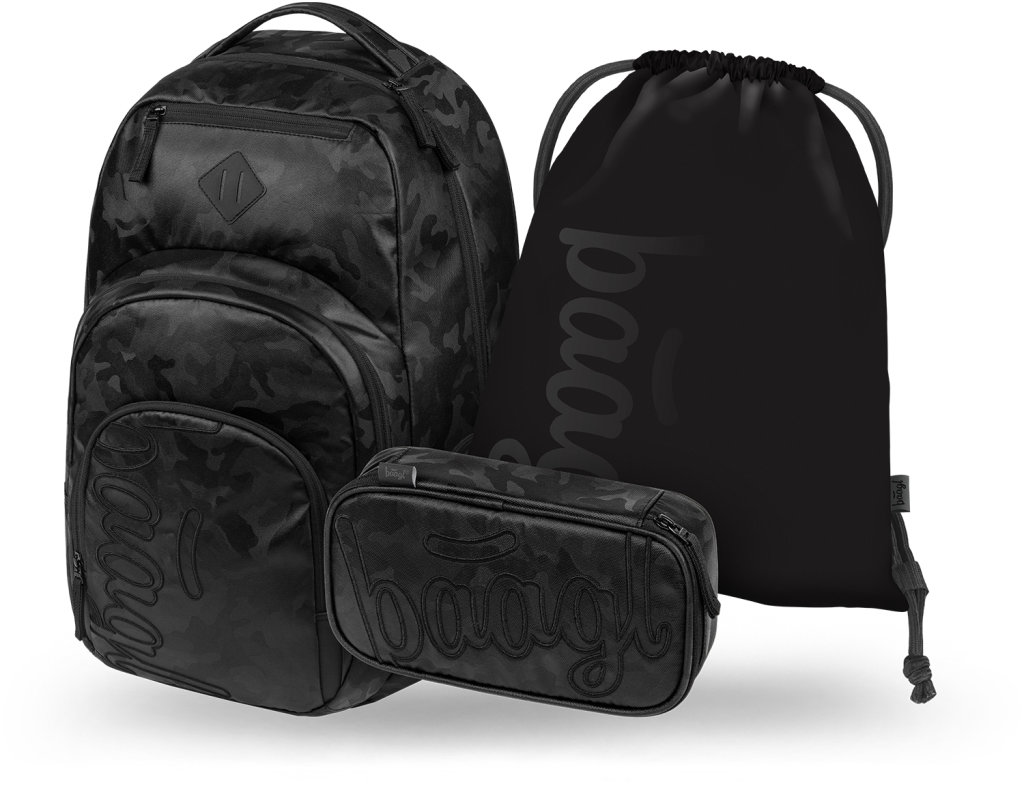 BAAGL SET 3 Coolmate Onyx: batoh, penál, sáček