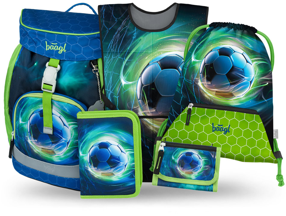 BAAGL SET 5 Airy Fotbal Míč: batoh, penál, sáček, zástěra, peněženka