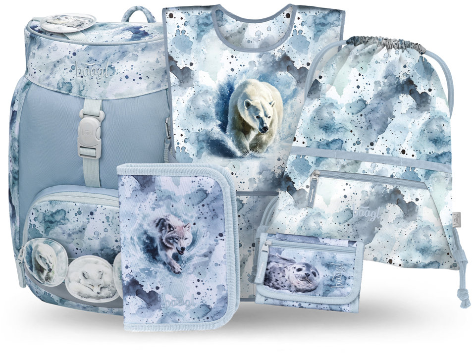 BAAGL SET 5 Airy Polar: batoh, penál, sáček, zástěra, peněženka GRS