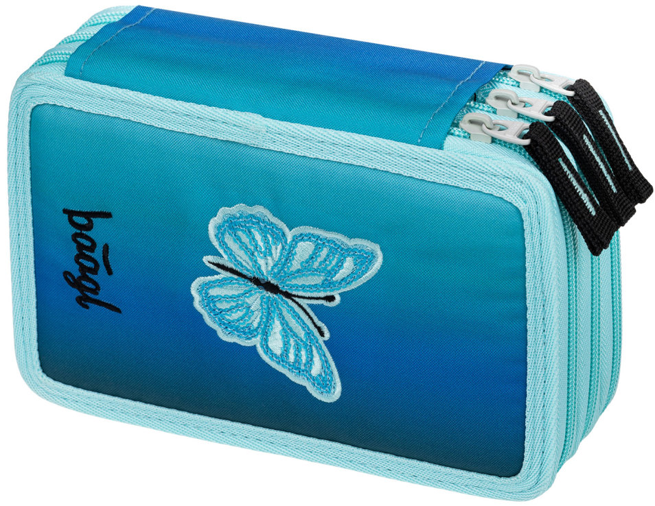 BAAGL Školní penál třípatrový Butterfly GRS