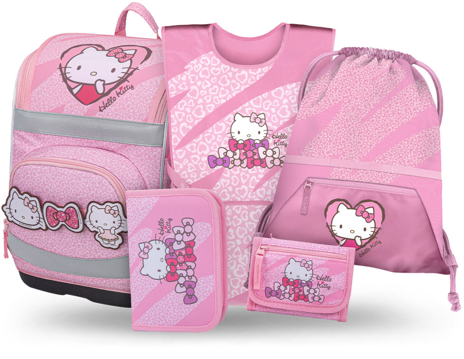 BAAGL SET 5 Zippy Plus Hello Kitty Sweet Leopard: aktovka, penál, sáček, zástěra, peněženka GRS