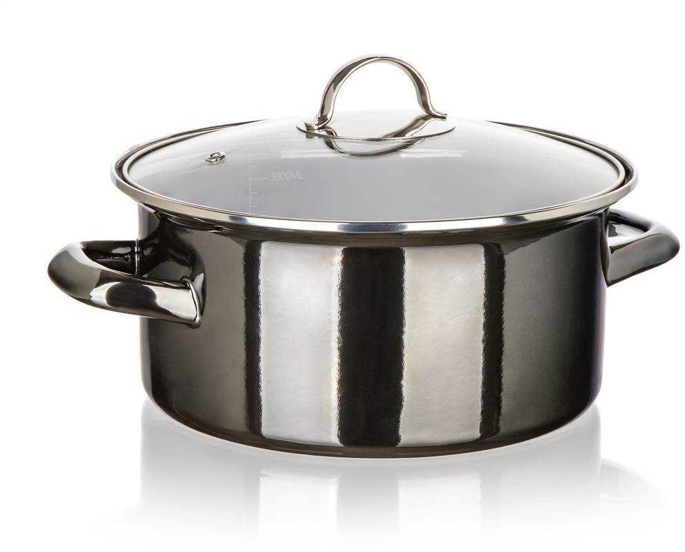BANQUET METALLIC Black Hrnec smaltovaný 22 cm 3,7 l s poklicí