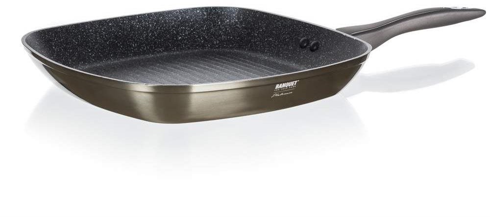 BANQUET Pánev steaková s nepřilnavým povrchem METALLIC PLATINUM 28 × 28 cm