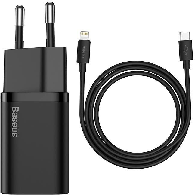 Baseus Super SI set adaptéru USB-C 20W a kabelu USB-C do Lightning 1m, černá