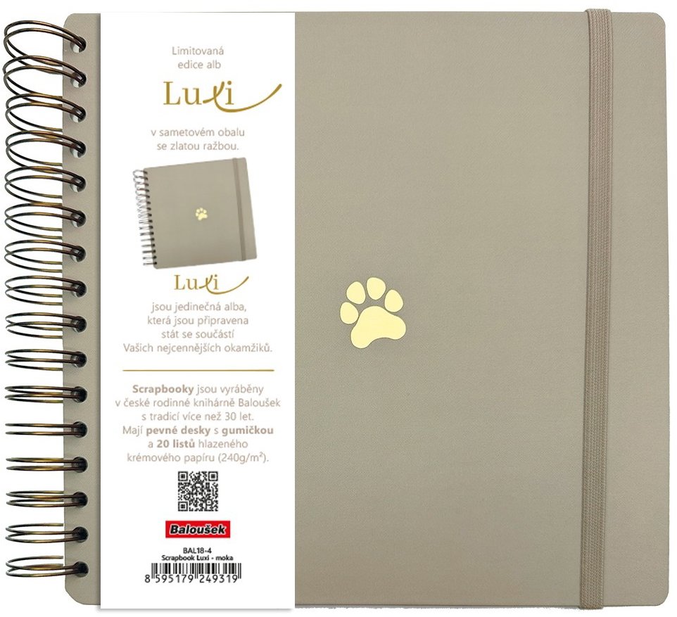 BALOUŠEK TISK Scrapbook Luxi, 210 × 210 mm, lamino, moka