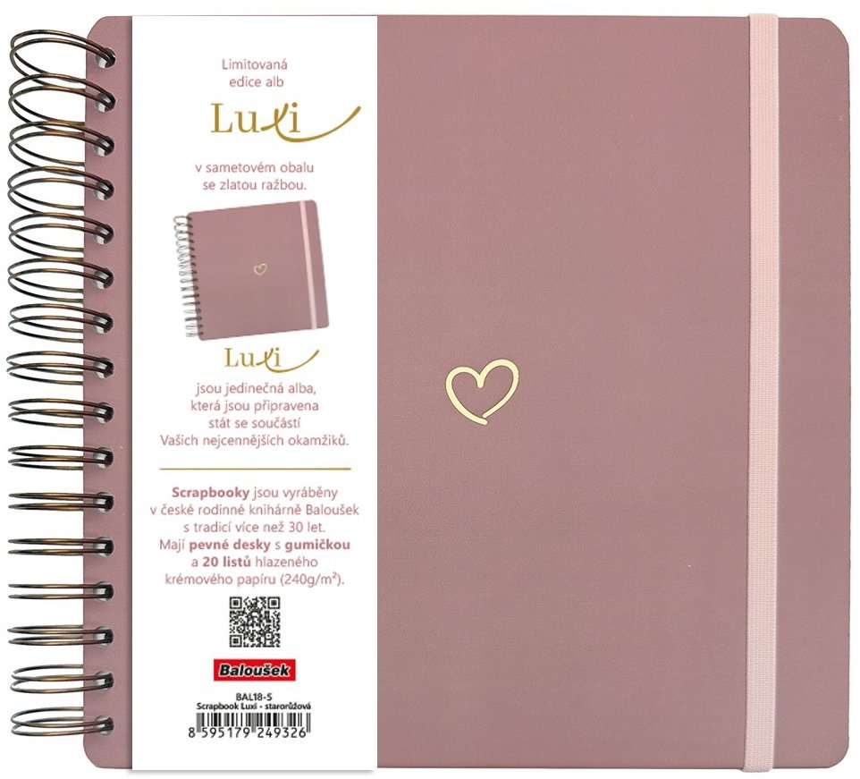 BALOUŠEK TISK Scrapbook Luxi, 210 × 210 mm, lamino, starorůžové