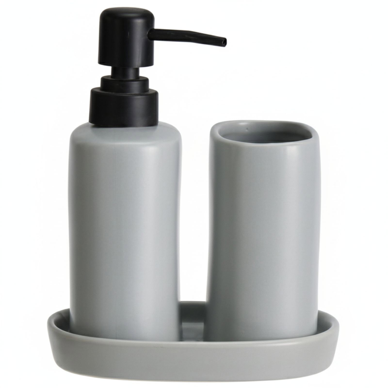 Bathroom Solutions Ply, keramický dávkovač a kelímek, světle šedý