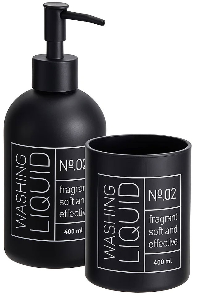 Bathroom Solutions Onyx, skleněný dávkovač na mýdlo a kelímek na kartáčky, černý