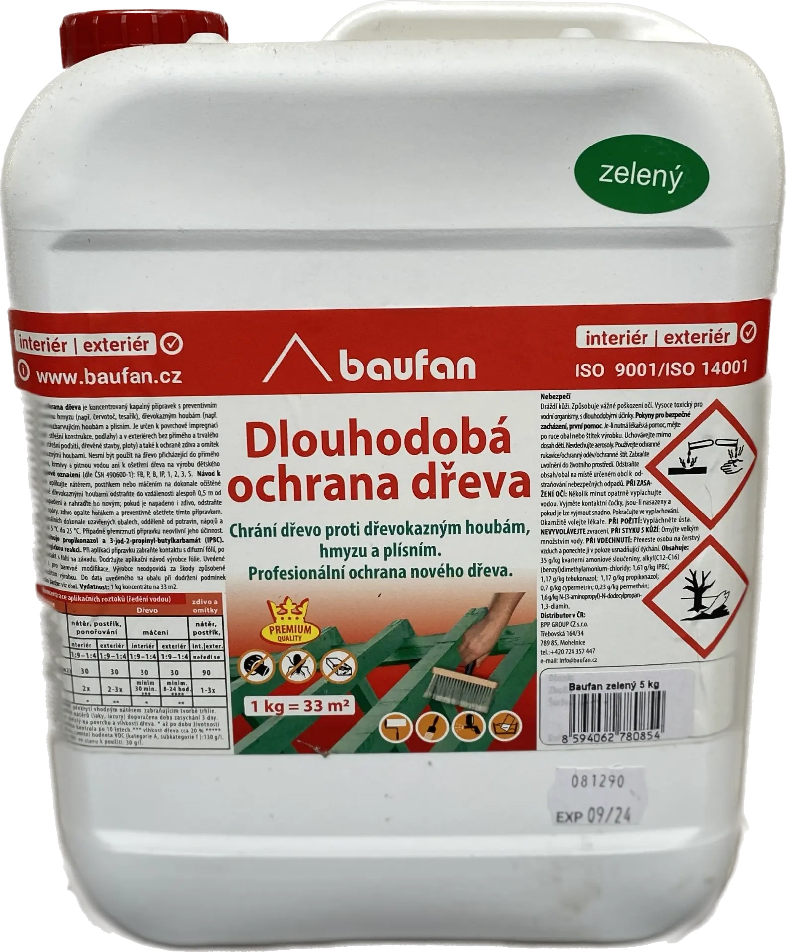 Baufan - dlouhodobá ochrana dřeva - 1 kg, zelená (ředění až 1:9)