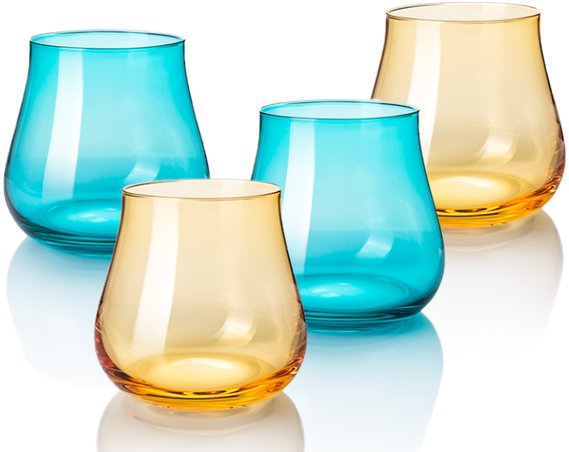 B.BOHEMIAN DION Sada sklenic 340 ml Mix Blue and Yellow 4 ks