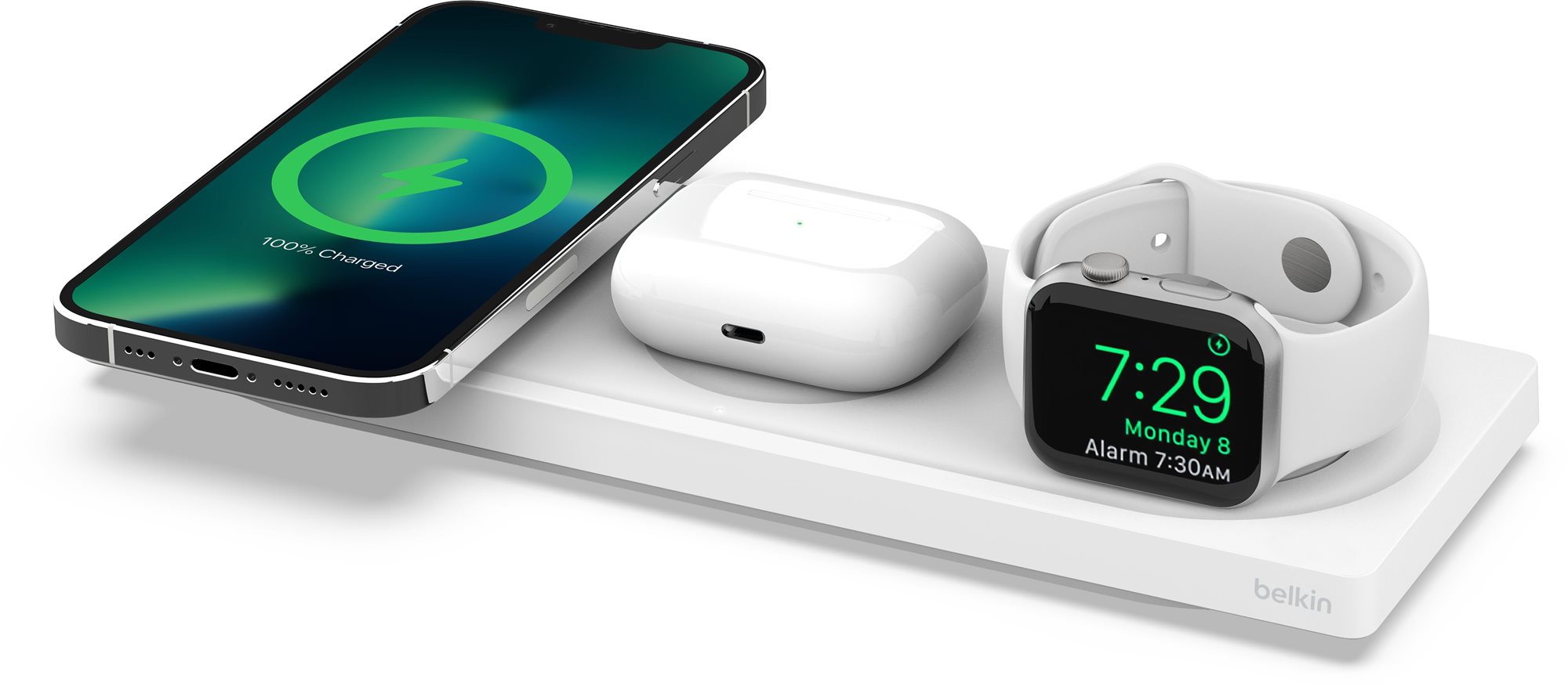 Belkin BOOST CHARGE PRO MagSafe 3v1 Bezdrátová nabíjecí podložka pro iPhone/Apple Watch/AirPods bílá