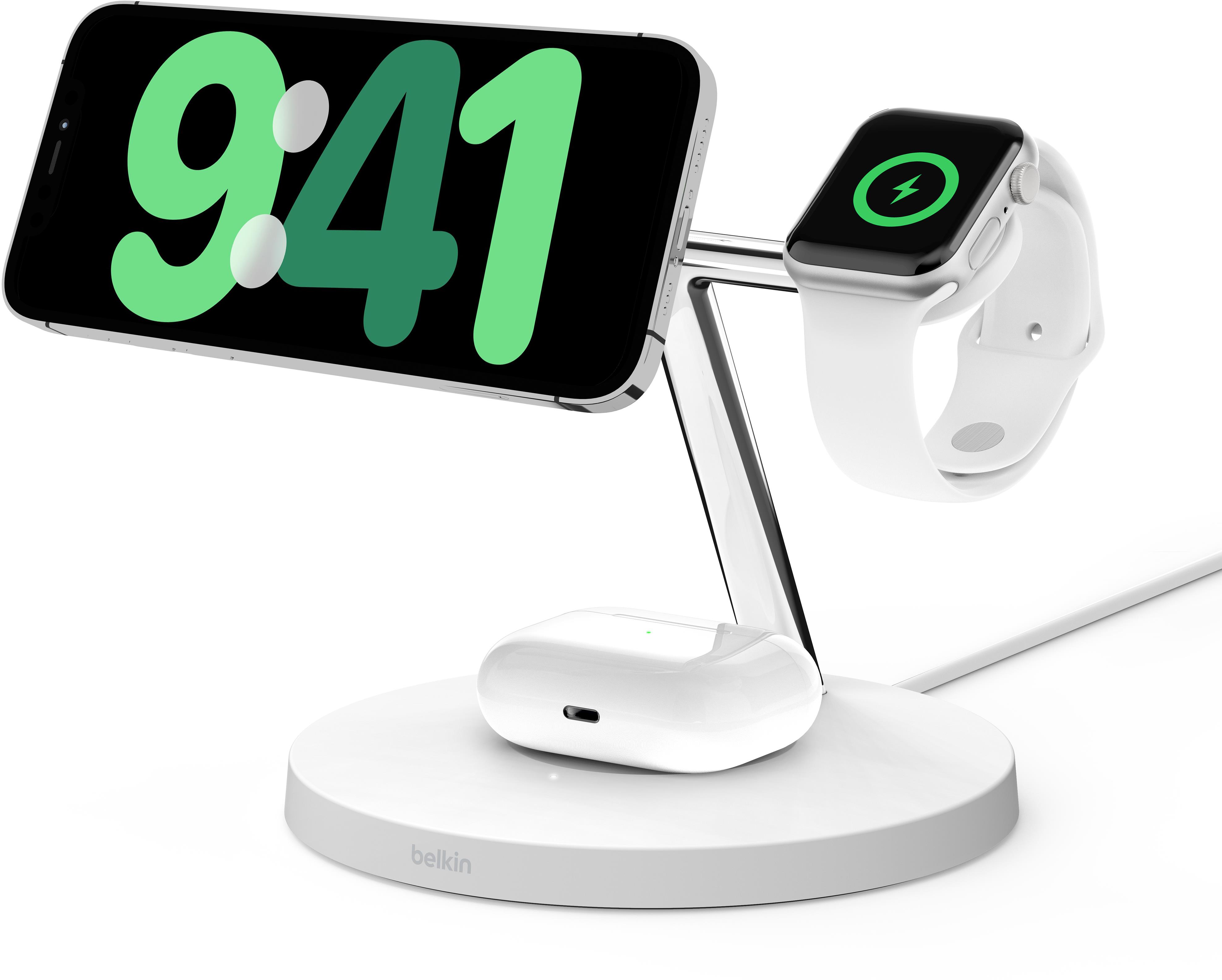 Belkin Boost Charge Pro Qi2 3v1 pro iPhone/Apple Watch/AirPods, bílá