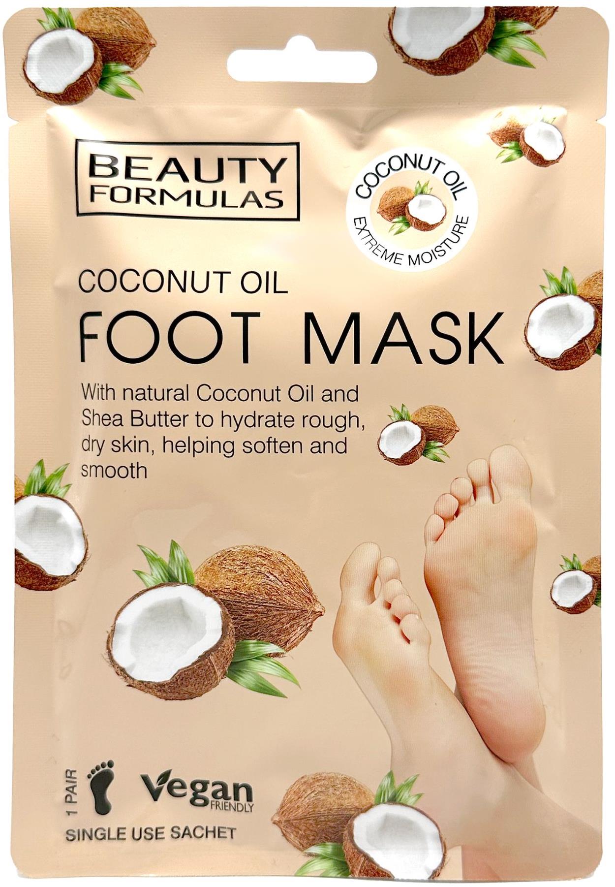 Beauty Formulas Maska na nohy s kokosovým olejem - 1 pár