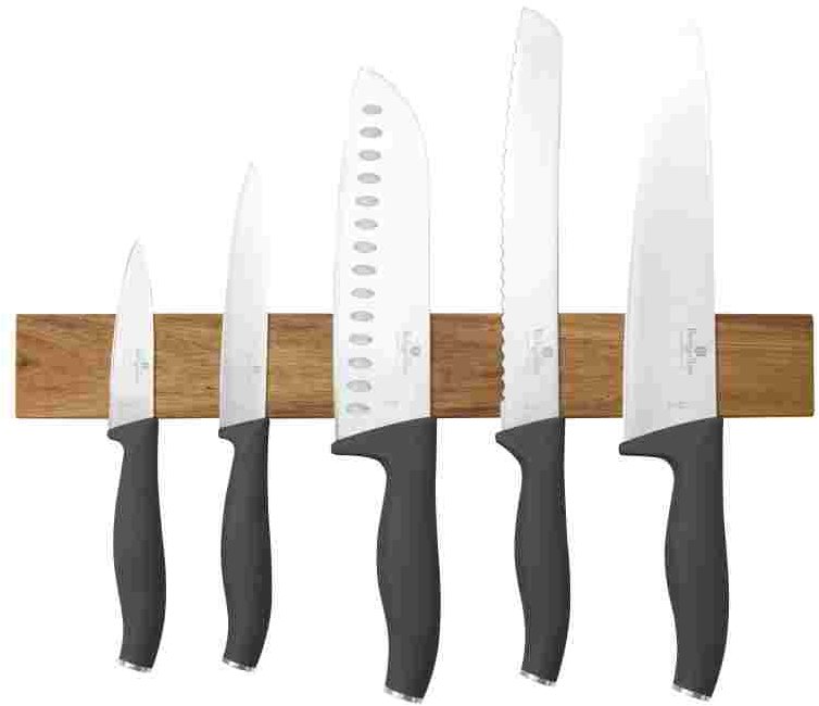 BerlingerHaus Antracite Collection Sada nožů s magnetickým držákem z akátového dřeva 6 ks
