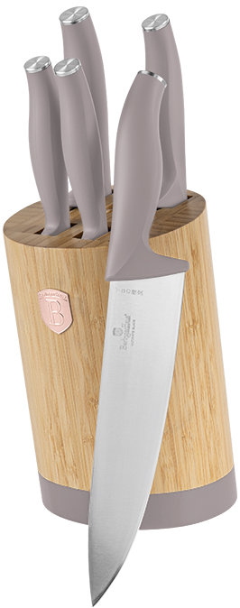 BerlingerHaus Taupe Collection Sada nožů s kulatým stojanem BAMBOO 6 ks