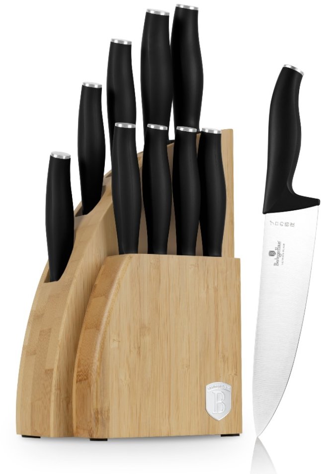 BerlingerHaus Matte Black Collection Sada nožů se stojanem BAMBOO 10 ks